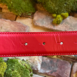 VERSACE Hexagon Medusa Buckle Red Leather Belt 100/4 (SZ XL)