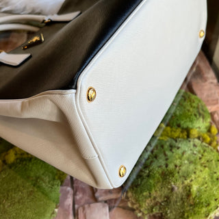 PRADA Convertible Bicolor Saffiano Leather Open Tote