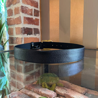 GUCCI GG Wide Marmont Black Textured Leather Belt SZ 90/36
