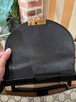 GUCCI Small Padlock GG Supreme Monogram Calfskin Messenger Shoulder Bag