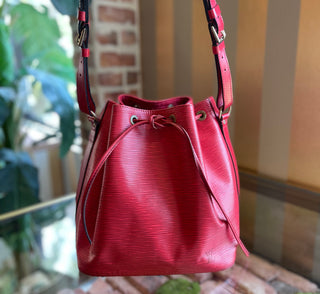 LOUIS VUITTON Petit Noe Epi Castillan Red Bucket Bag