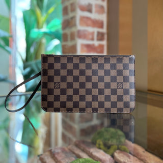 LOUIS VUITTON Neverfull Pochette Damier Ebene Canvas Pouch