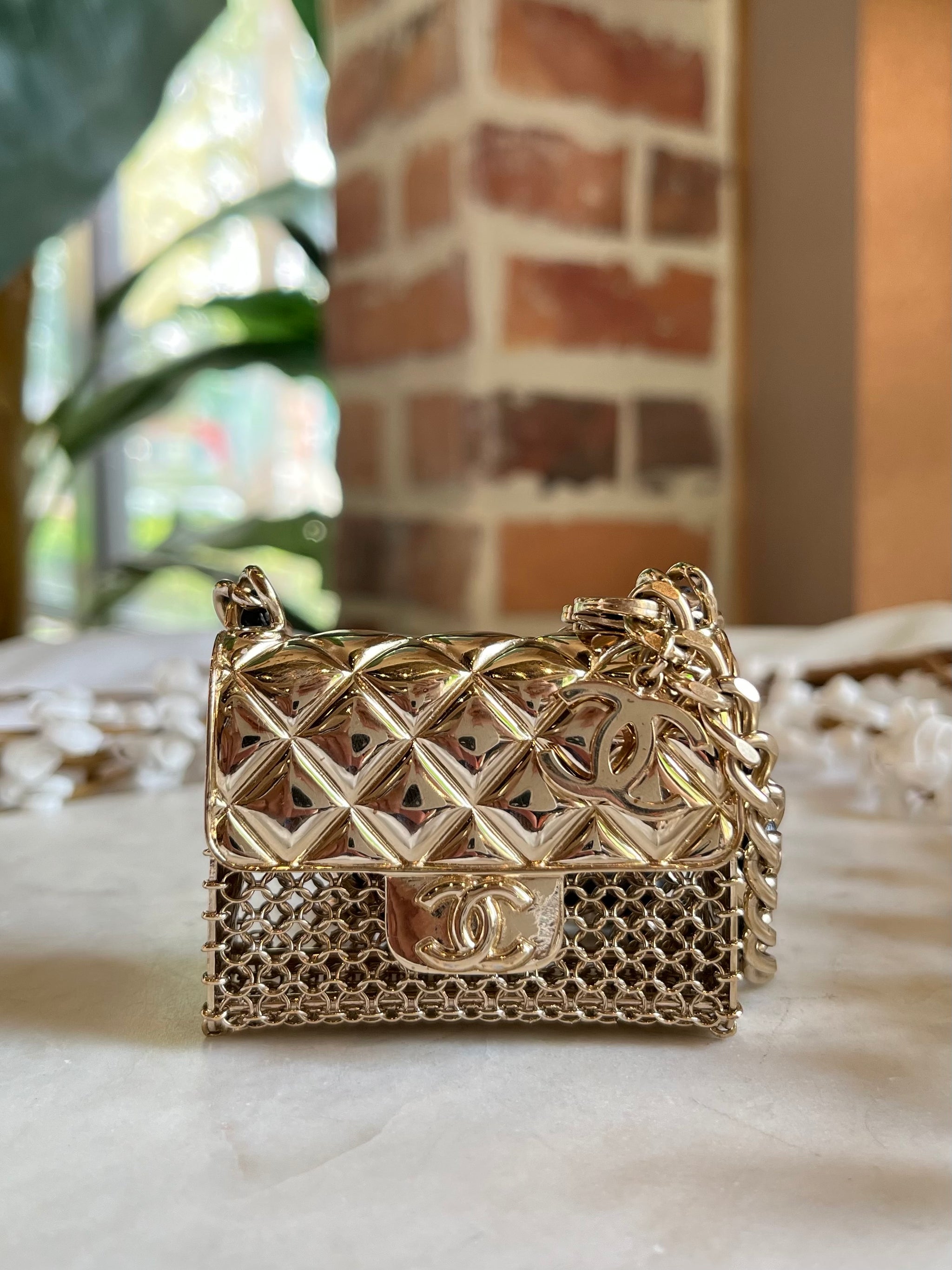 Chanel Gold-Tone Flap Bag Necklace