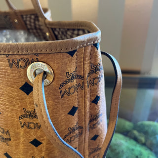 MCM Liz Reversible Cognac Visetos Monogram Canvas Tote
