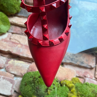 VALENTINO Red Leather Rockstud Heels SZ 41 (US 11)