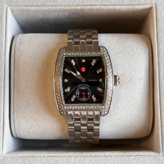 MICHELE Black Silver/Diamonds Stainless Steel Watch