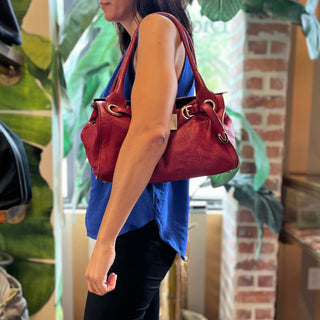 JIMMY CHOO Red Leather Rosalie Satchel