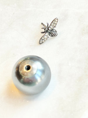 DIOR Gray Pearl Bee Tribales Earrings