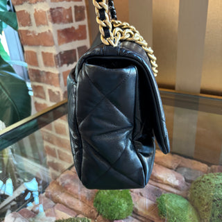 CHANEL 19 Maxi Black Leather Crossbody