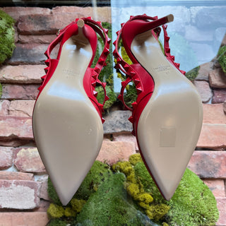 VALENTINO Red Leather Rockstud Heels SZ 41 (US 11)