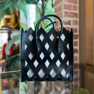CELINE Medium Phantom Luggage Black Cut Out Calfskin Leather Tote Bag