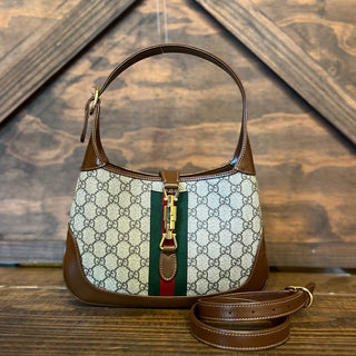 GUCCI Jackie Ophidia GG Supreme Monogram Brown Shoulder Bag