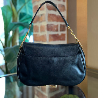CHRISTIAN DIOR Saddle Black Leather Vintage Double Shoulder Bag