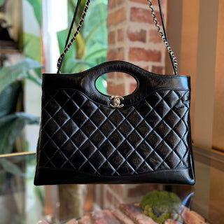 CHANEL Medium 31 Shopping Shiny Quilted Lambskin Tote Bag
