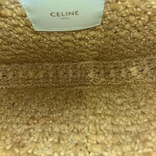 CELINE Classic Panier Natural White Raffia and Calfskin Hobo Bag