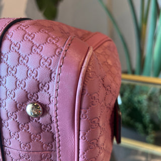 GUCCI Joy Boston Purple Guccissima Embossed Leather Satchel Bag