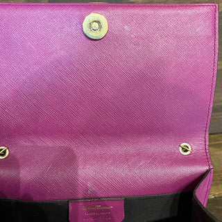 SALVATORE FERRAGAMO Vara Bow Purple Hammered Calfskin Leather Shoulder Bag