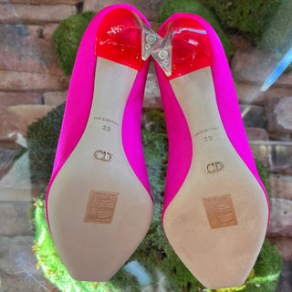 DIOR Hot Pink Canvas Peep Toe Heels SZ 38 (US 8)