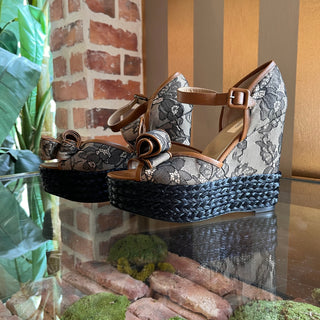 VALENTINO Lace Espadrille Wedges w/Bow SZ 39 (US 9)