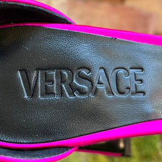 VERSACE Medusa Pink Satin Heel Sandals SZ 36.5 (US 6.5)