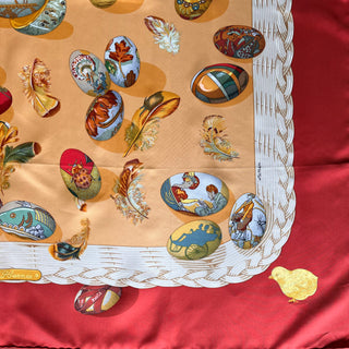 HERMES 1994 Couvée D' Caty Latham Silk Scarf