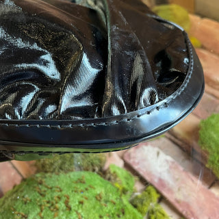 GUCCI Queen Bow Dialux Black Shiny Coated Canvas Hobo Bag