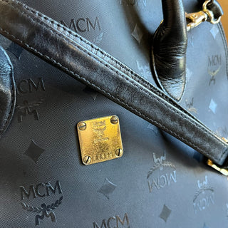MCM Black Vintage Visetos Monogram Canvas Top Handle