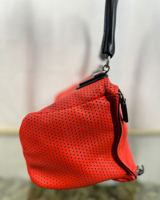 GIVENCHY Red Lambskin Perforated Leather Small Pandora Shoulder Bag