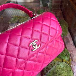 CHANEL Pink Quilted Lambskin Leather Medium Trendy CC Top Handle