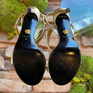 VERSACE Metallic Gold Leather Medusa Heels SZ 36 (US 6)