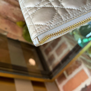 DIOR Caro Pouch Beige Iridescent Lambskin Leather Clutch