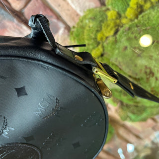 MCM Black Vintage Round Visetos Canvas Crossbody Bag