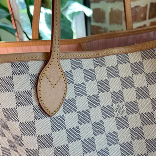 LOUIS VUITTON Neverfull MM Damier Azur Canvas Tote Bag
