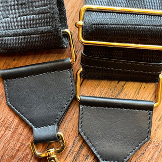 FENDI Strap You Black FF Jacquard Webbing Leather Shoulder Strap