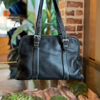 PRADA Vintage Vitello Daino Black Leather Shoulder Bag
