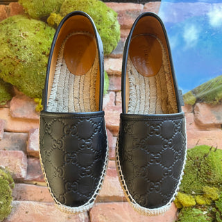 GUCCI Guccissima Black Leather Espadrilles SZ 37.5 (US 7.5)