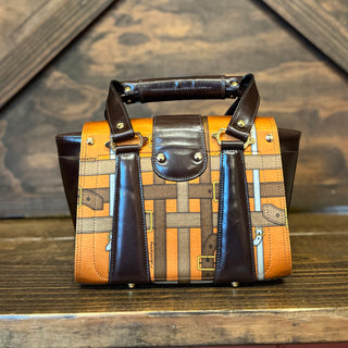 BURBERRY Orange Scarf Print Tote Bag
