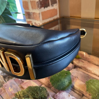 FENDI Fendigraphy Small Black Vitello Grace Matte Hobo Bag
