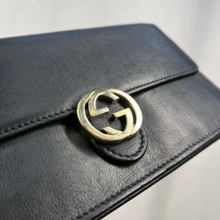 GUCCI Interlocking GG Icon Black Wallet on Chain TS3794