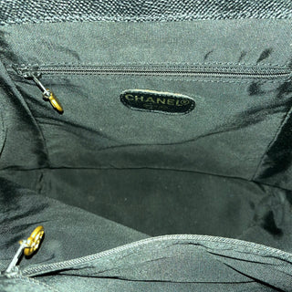 CHANEL Vintage Black Caviar Leather Tortoise CC Backpack Bag