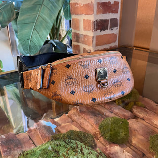 MCM Tan Visetos Monogram Canvas Belt Bag