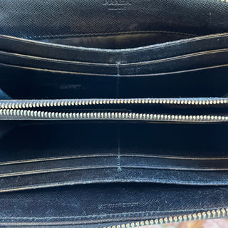 PRADA Black Nylon Zip Around Wallet