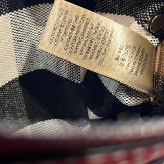 BURBERRY Red Leather Check Canvas Pouch Insert