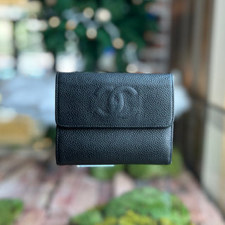 CHANEL Timeless Compact Card Black Caviar Leather Wallet