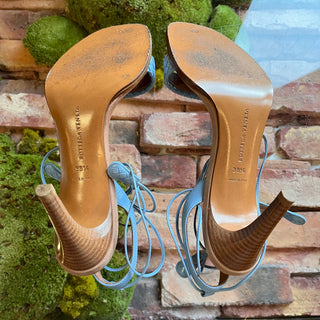 BOTTEGA Intrecciato Blue Leather Heels SZ 38.5 (US 8.5)
