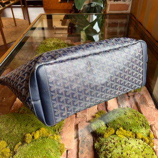 GOYARD Artois MM Marine Blue Goyardine Canvas Tote