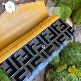 FENDI F Is Fendi Yellow Zucca Leather Continental Wallet