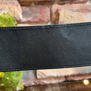 DIOR Wide Black Leather Peace Sign Belt SZ 90
