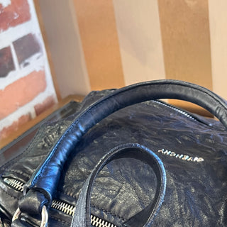 GIVENCHY Pandora Black Crinkled Leather Shoulder Bag