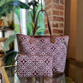 LOUIS VUITTON Neverfull MM 1854 Maroon Jacquard Canvas Tote Bag